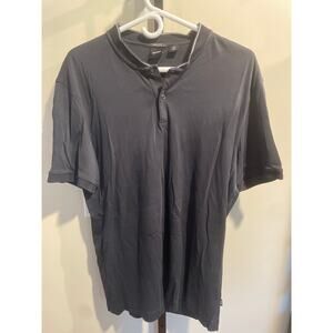HUGO BOSS Men's Short Sleeve Regular Fit Polo Shirt Size Black Mandarin Collar